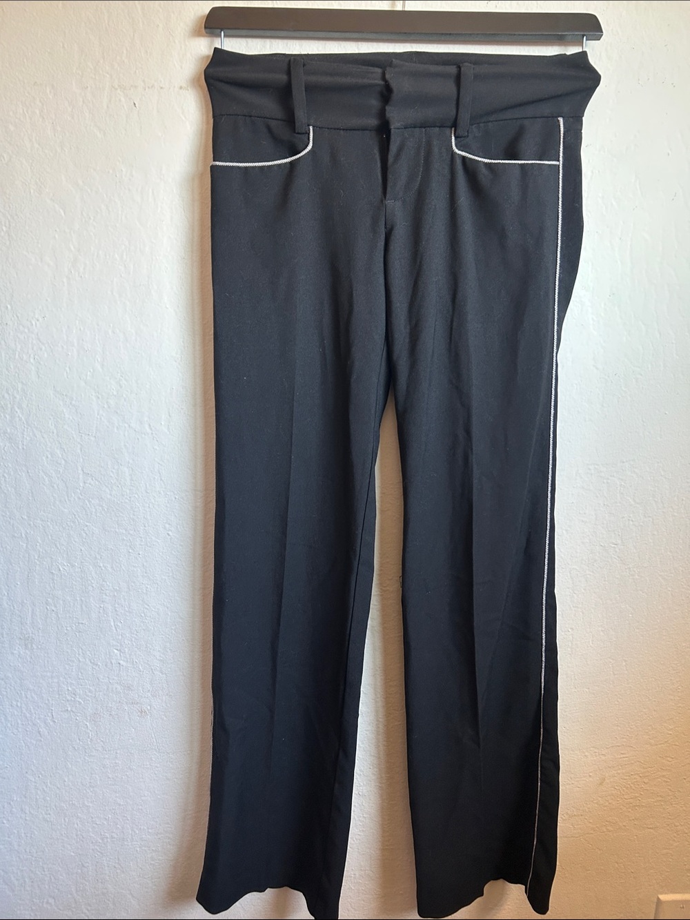 Guess Black Stretch Pants Slacks with White Piping Detail